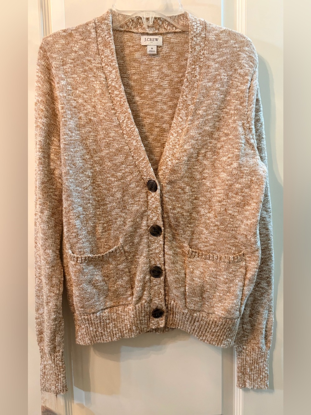 J. Crew Heathered Cream-Tan Button Front Cardigan